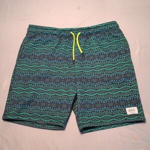 WeSC Marty Teal Tiedye Fleece Sweatshorts Mens XL Green Blue Geometric Pattern